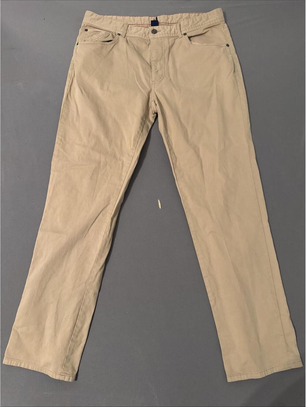 Johnnie O Sawyer Pants Mens 36x32 ACTUAL Stone Cream Coastal Sateen Chino